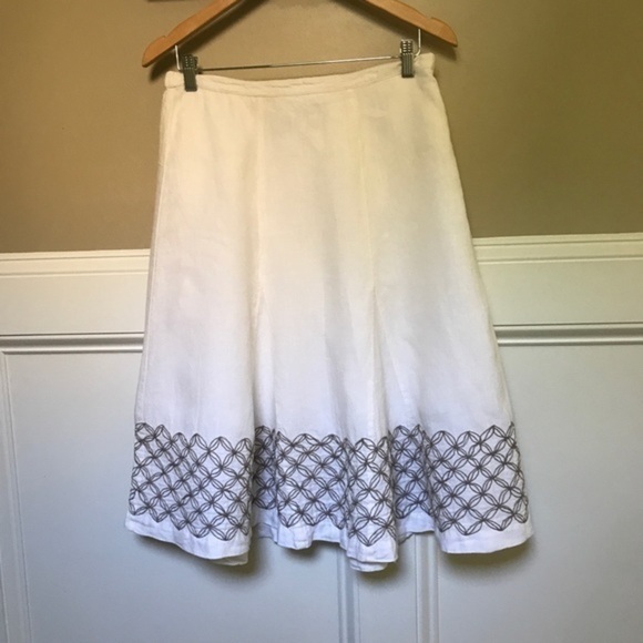 Chico's Ivory and Taup Linen A-Line Skirt Medium - Picture 4 of 6